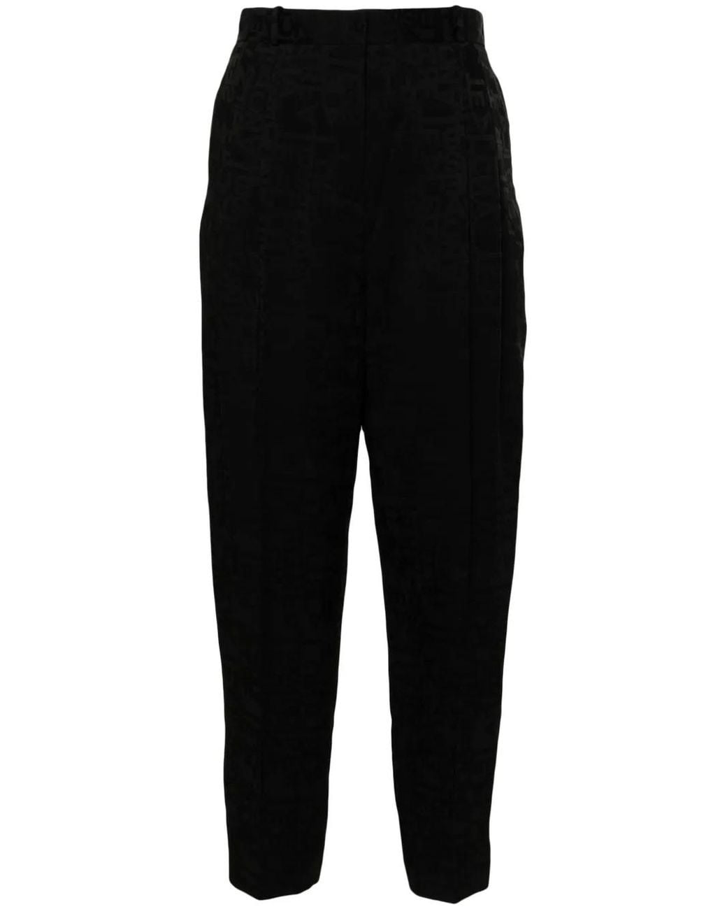 Elisabetta Franchi Black Logo-Jacquard Trousers