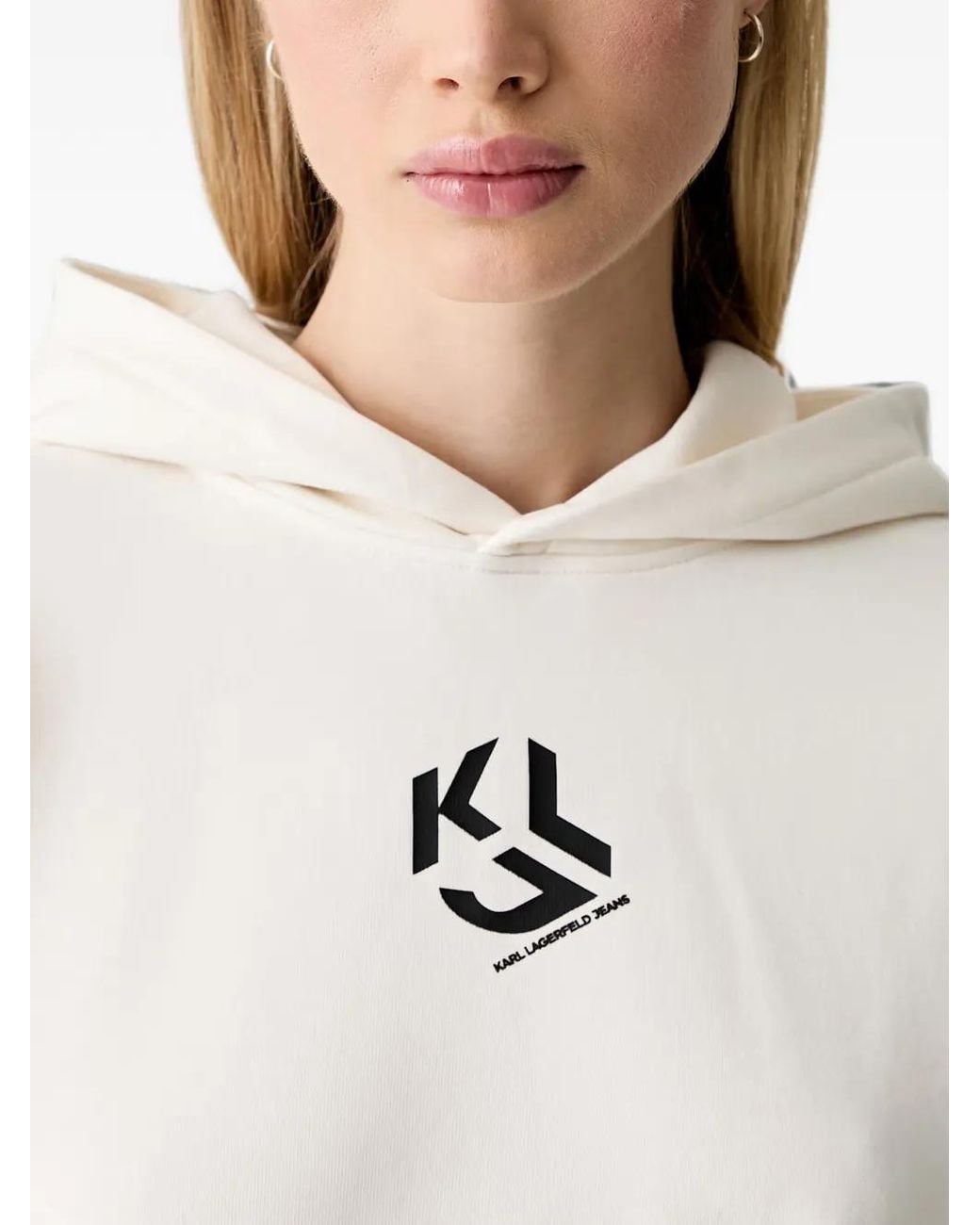 Karl Lagerfeld White Logo-Print Hoodie