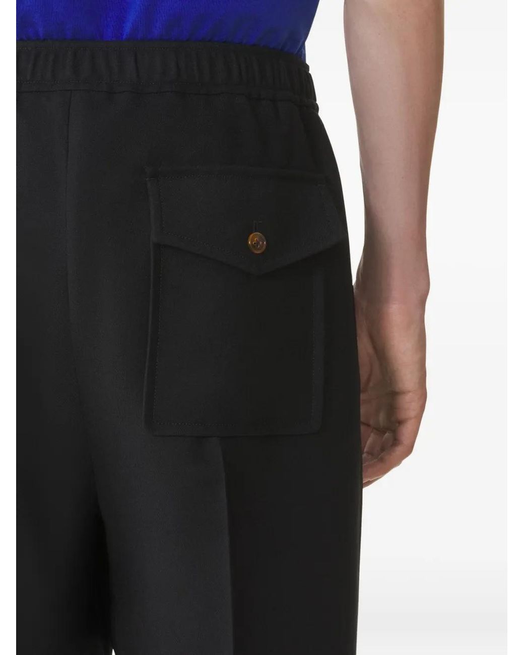 Lanvin Black Embroidered-Logo Trousers for men