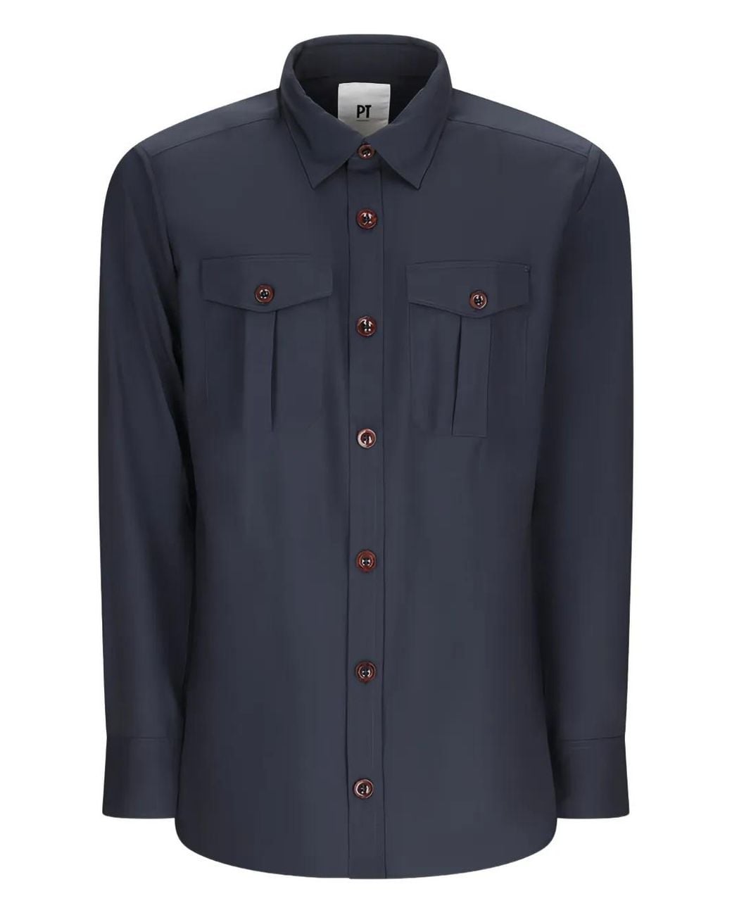 PT Torino Blue Chemise À Poches Poitrine for men
