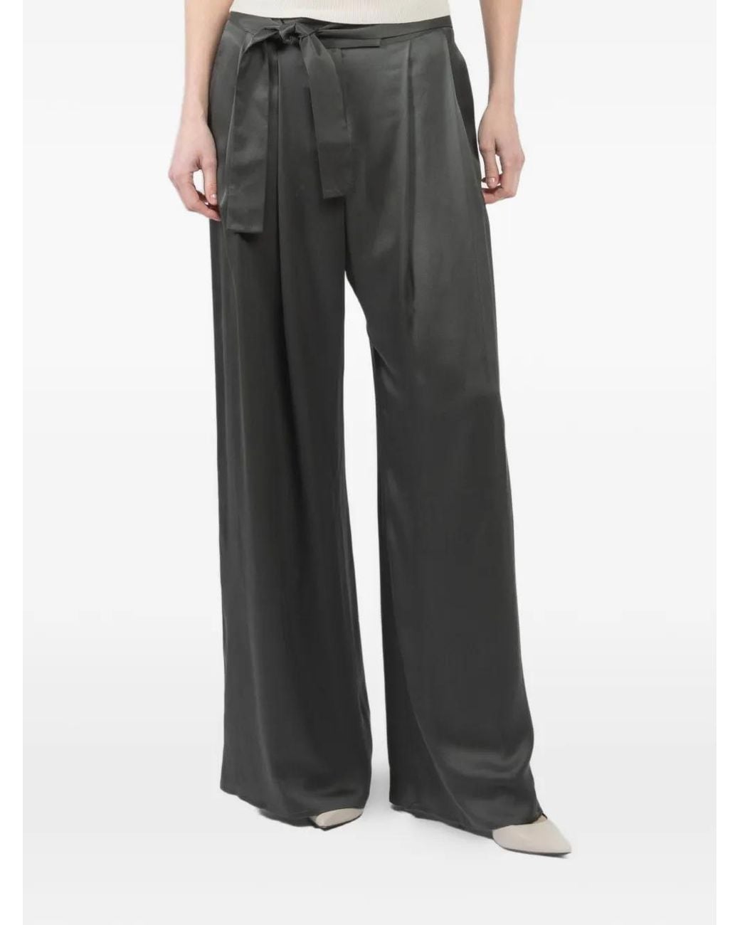 Dusan Black Tie-Waist Palazzo Pants