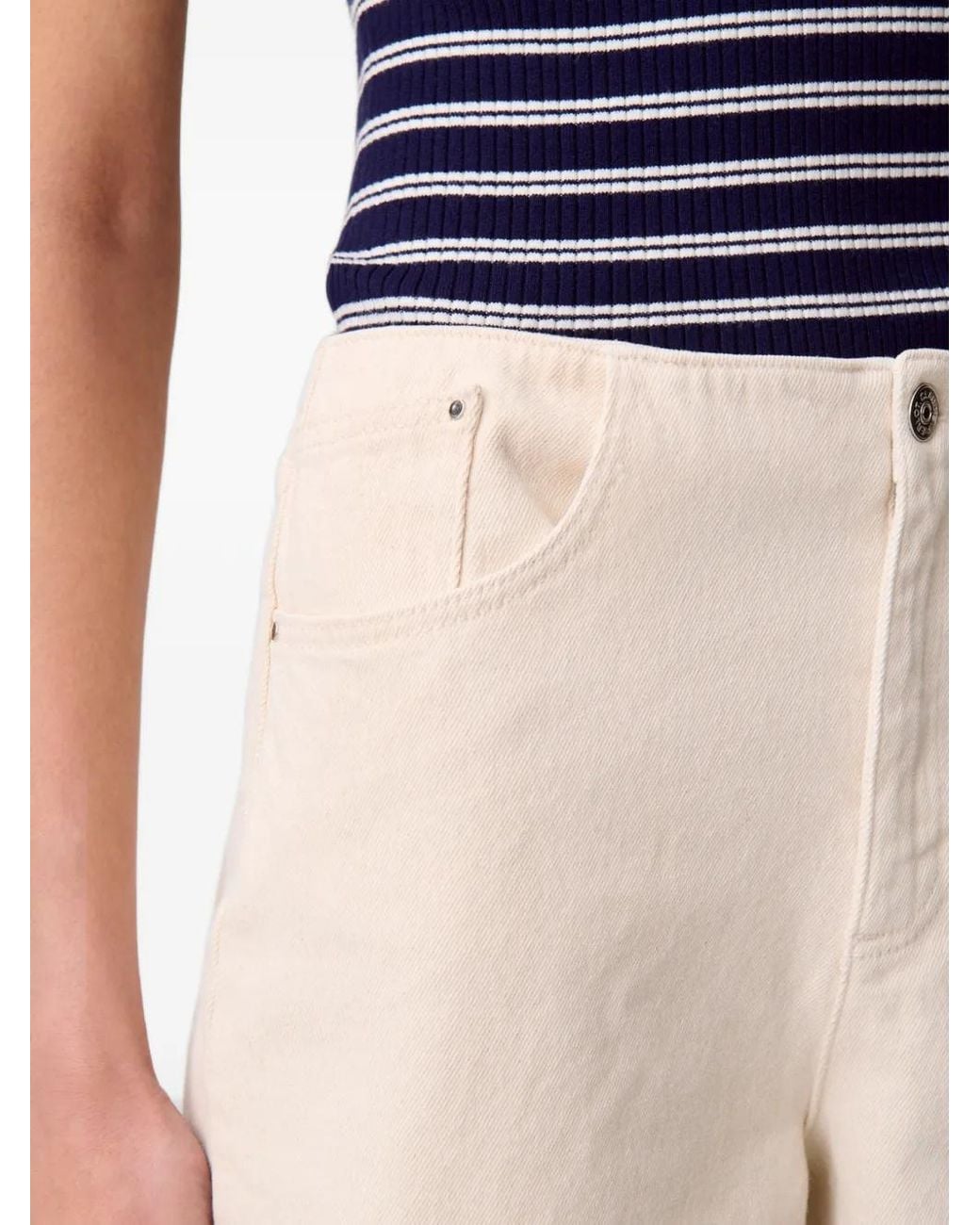 Claudie Pierlot White Ecru Denim Bermuda Shorts