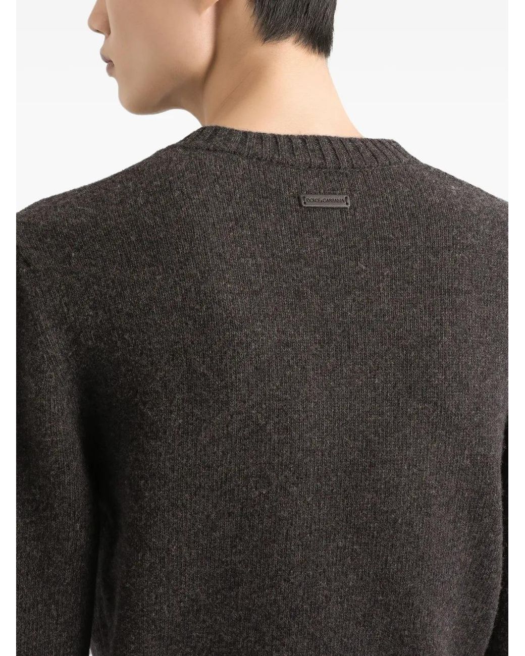 Dolce & Gabbana Black V-Neck Wool Sweater for men