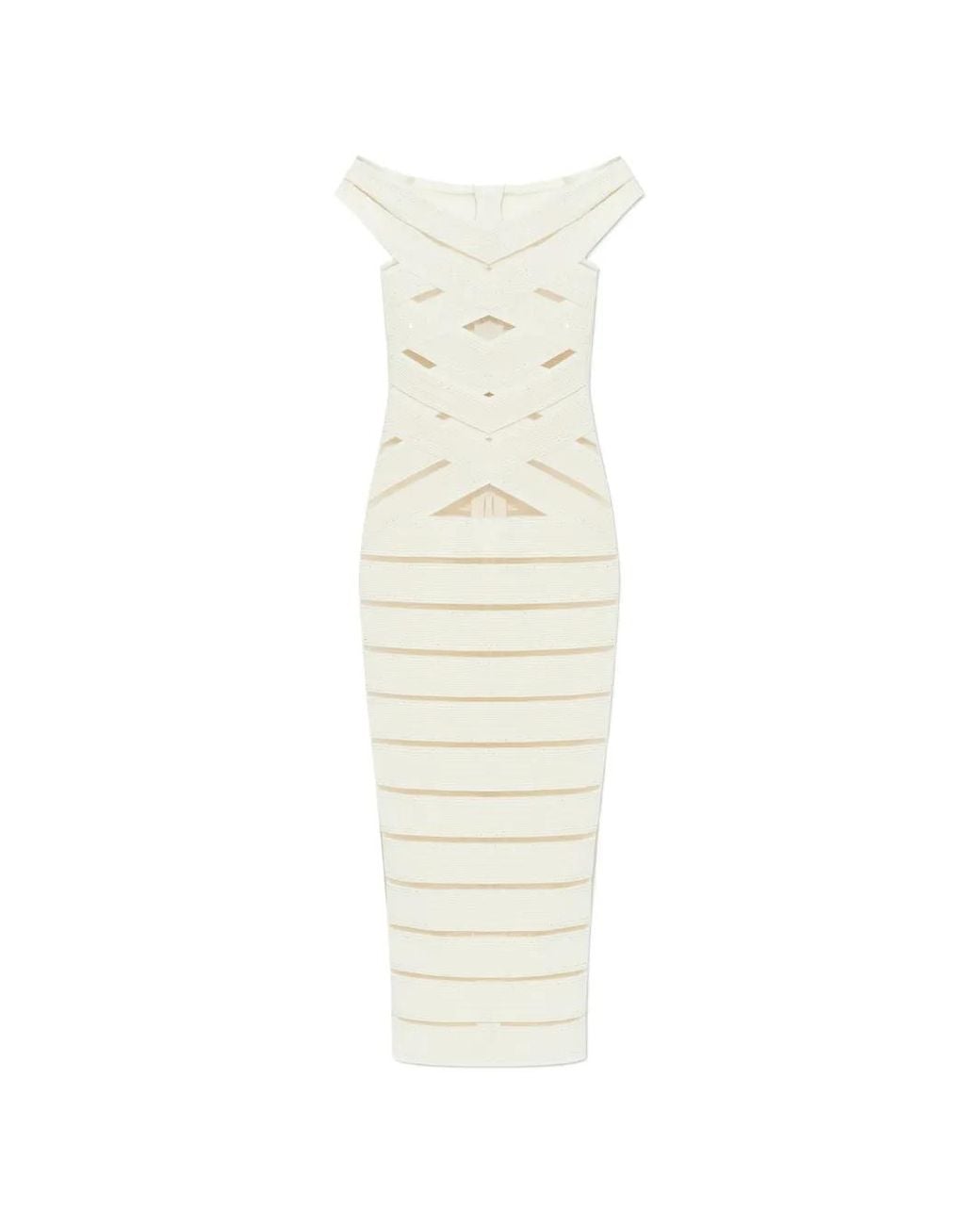Balmain White Glitter-Embellished Mini Dress