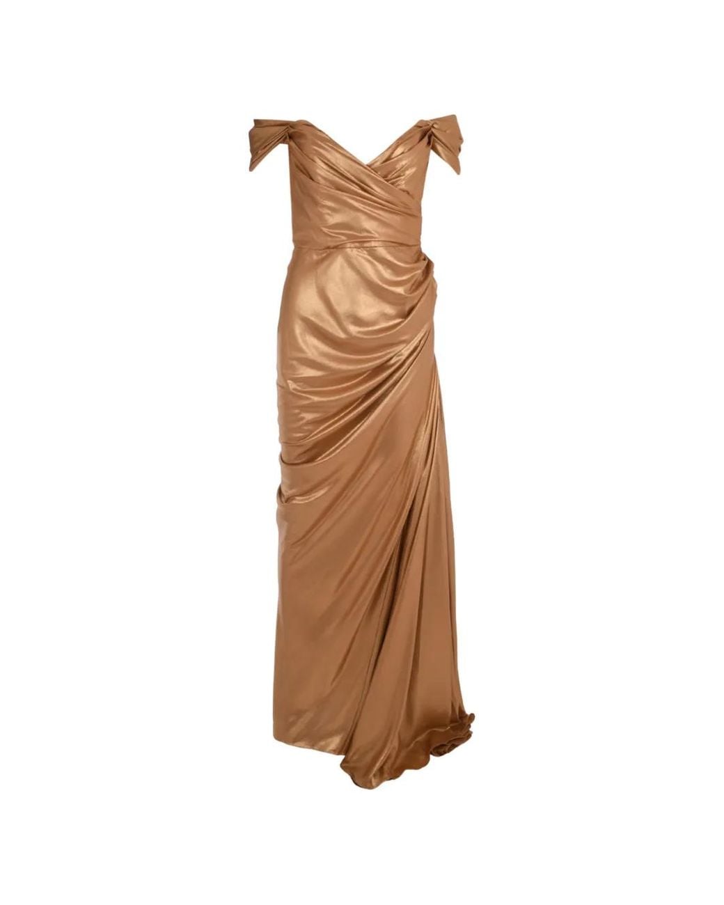 Rhea Costa Natural Gaia Draped Maxi Dress