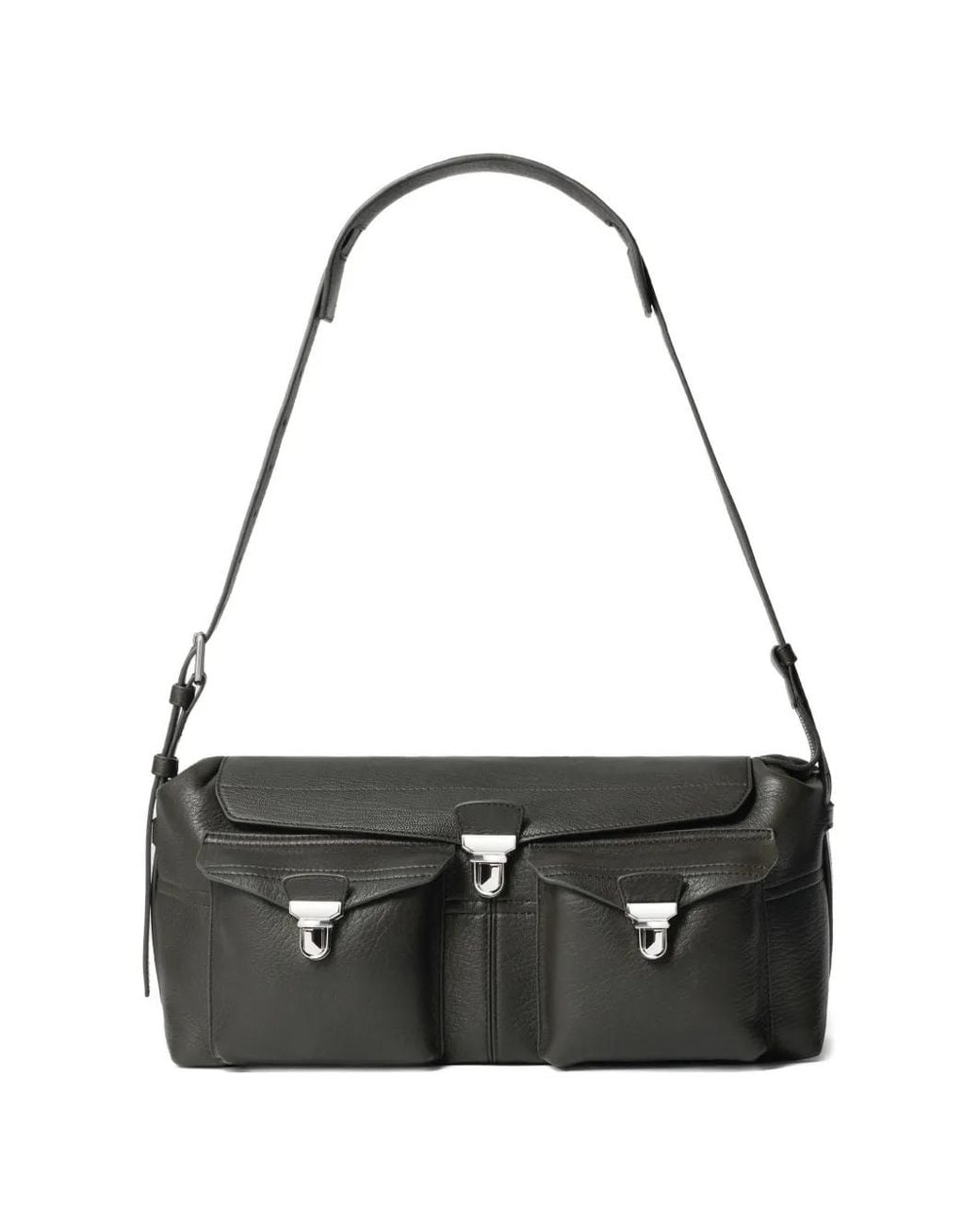 Lemaire Black Flap Metal-Clip Leather Shoulder Bag