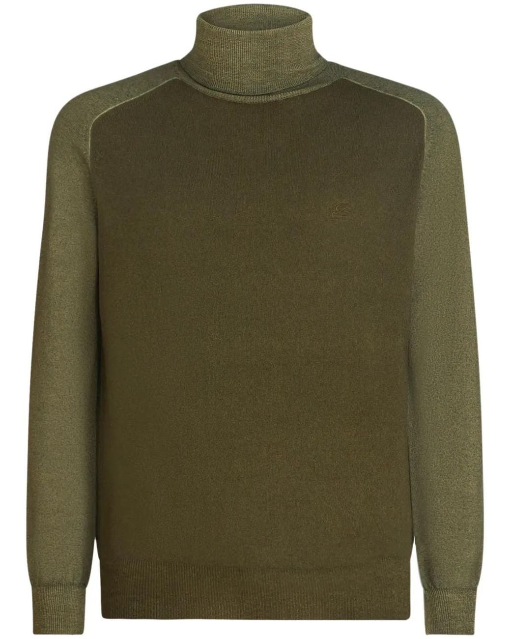 Etro Green Pegaso-Embroidered Roll-Neck Jumper for men