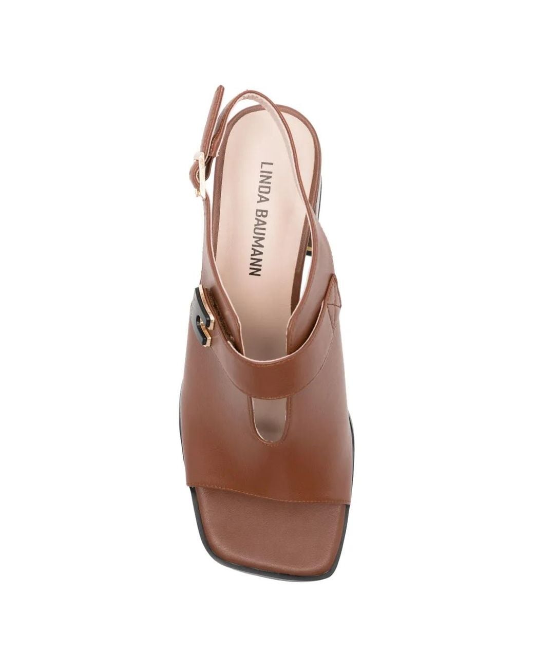 Linda Baumann Brown Buckle-Detail Slingback Sandals