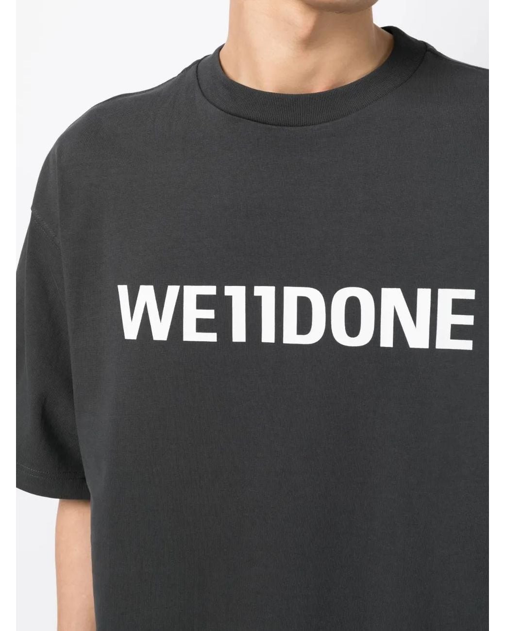 we11done Black Logo-Print T-Shirt for men