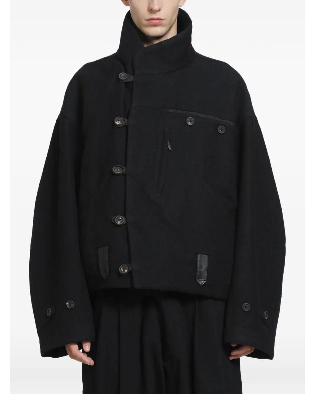 Ziggy Chen Black Hidden Arc Asymmetric Jacket for men