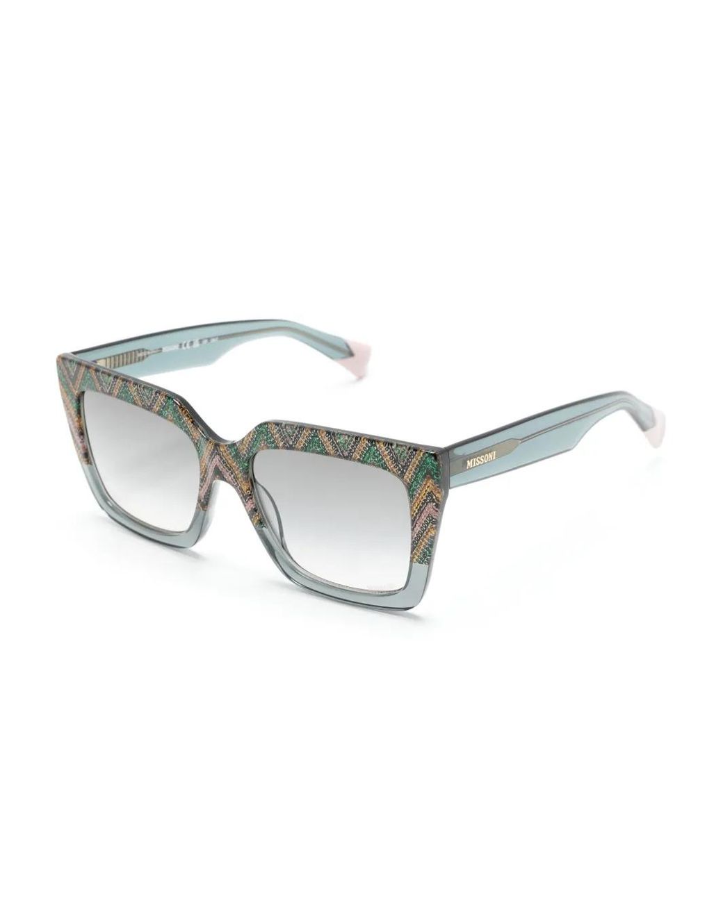 Missoni Gray Zigzag-Pattern Rectangle-Frame Sunglasses