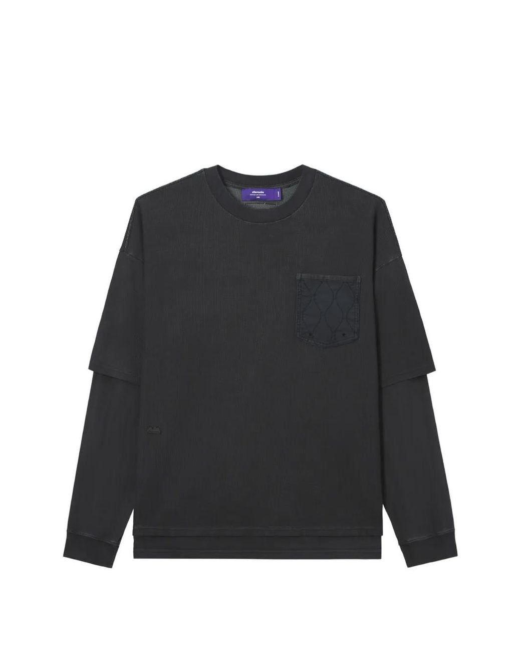 AFTERMATHS Black Quilted-Pocket Layered T-Shirt for men