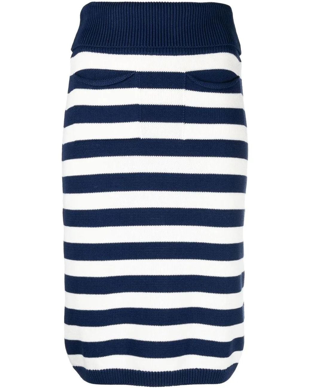 KENZO Blue Rock Striped Midi Skirt