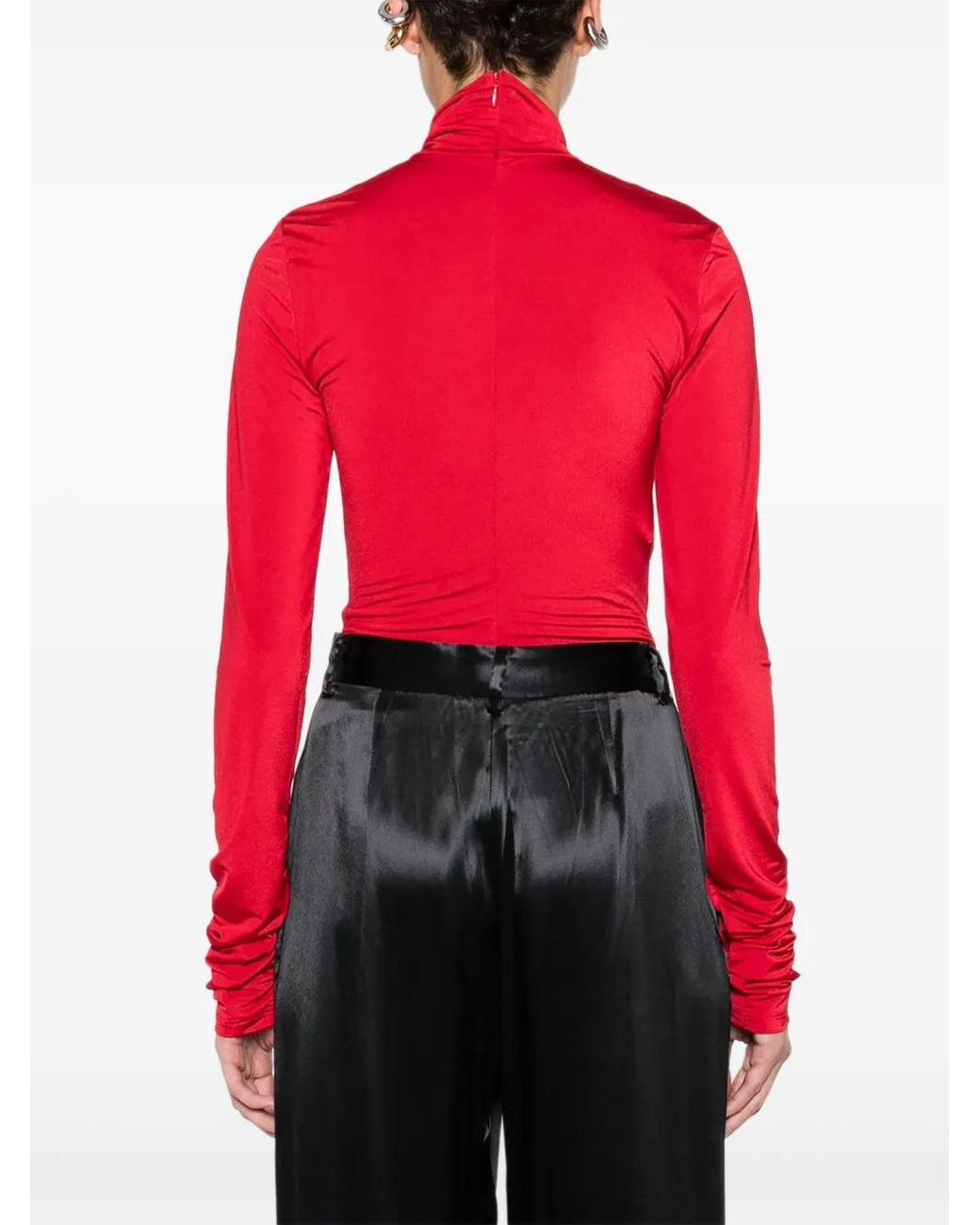 ANDAMANE Red Long-Sleeve Roll-Neck Body