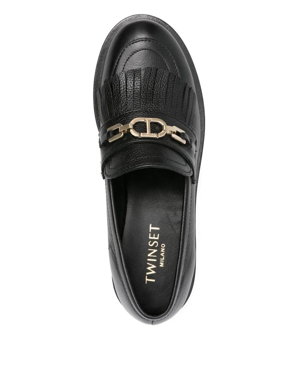 Twinset Black Logo-Chain Tassel Loafers
