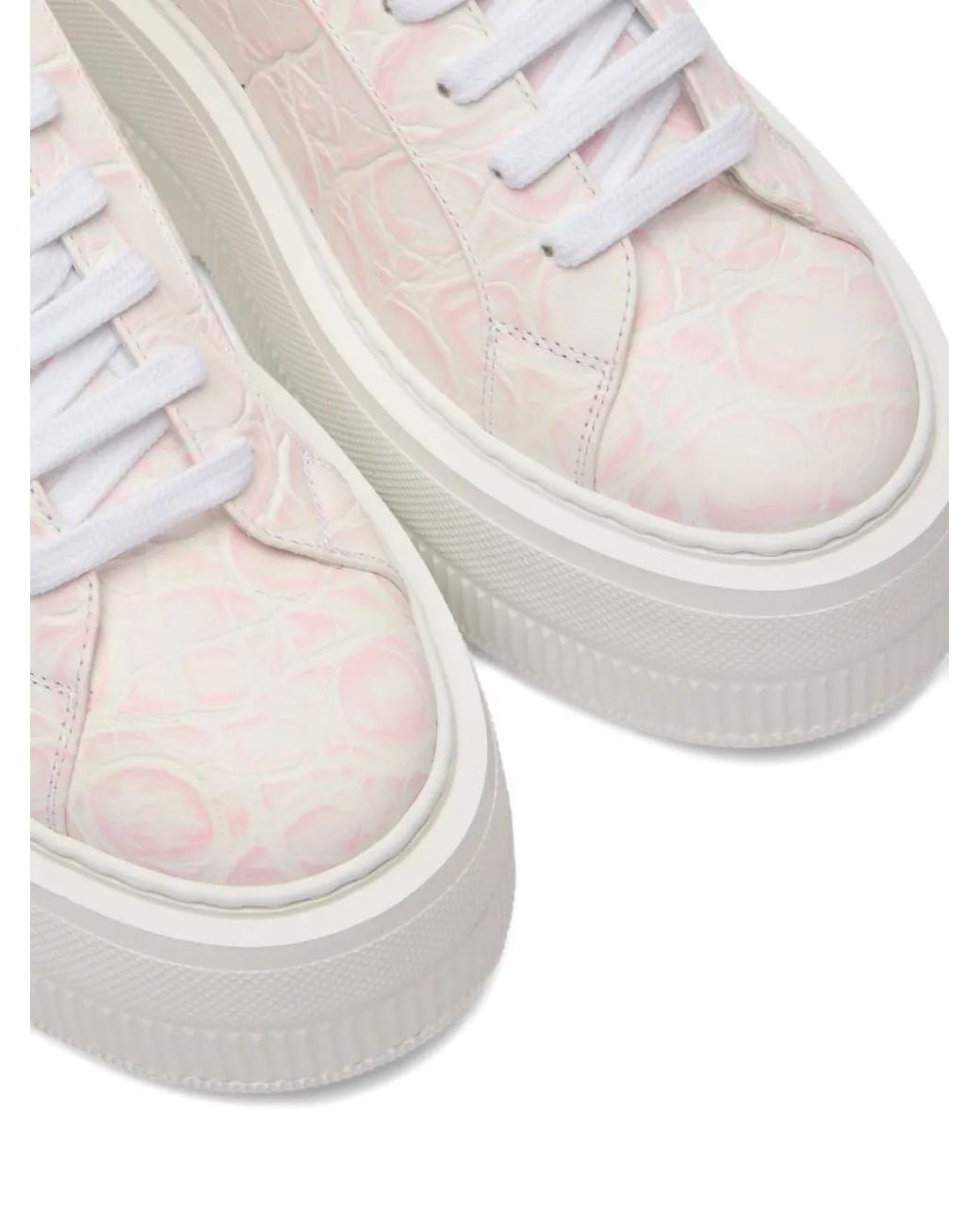 Casadei White Baskets Nexus À Effet Peau De Crocodile