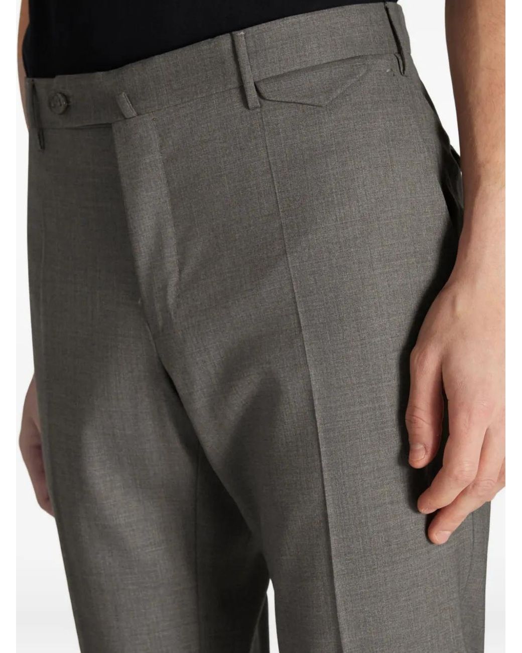 Slowear Gray Flap-Pocket Wool Trousers for men
