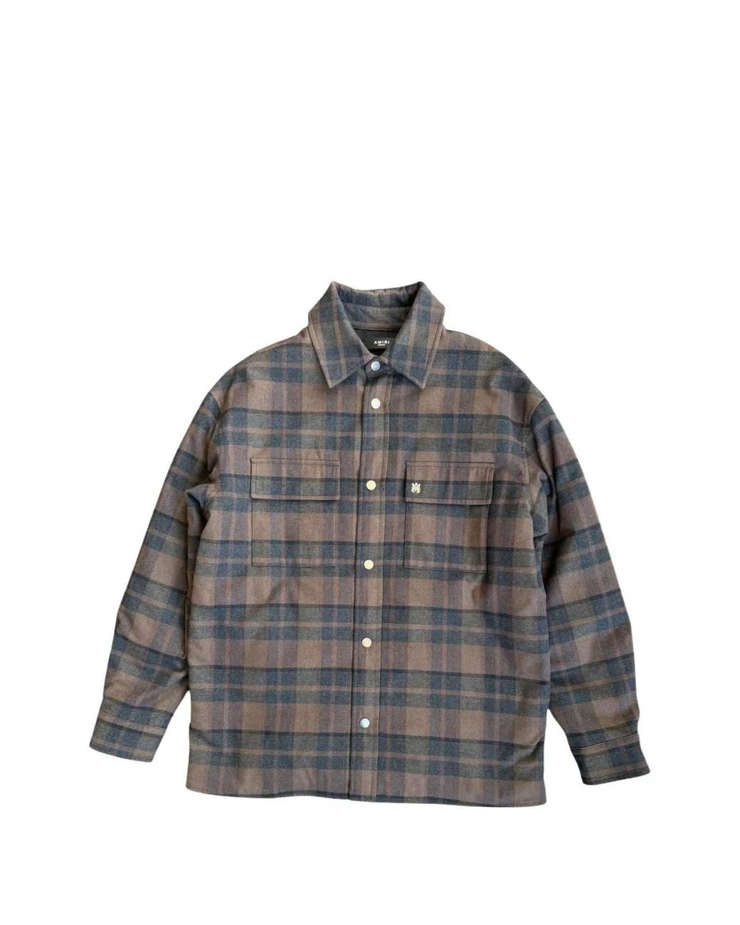 Amiri Gray Ma Plaid Padded Overshirt for men