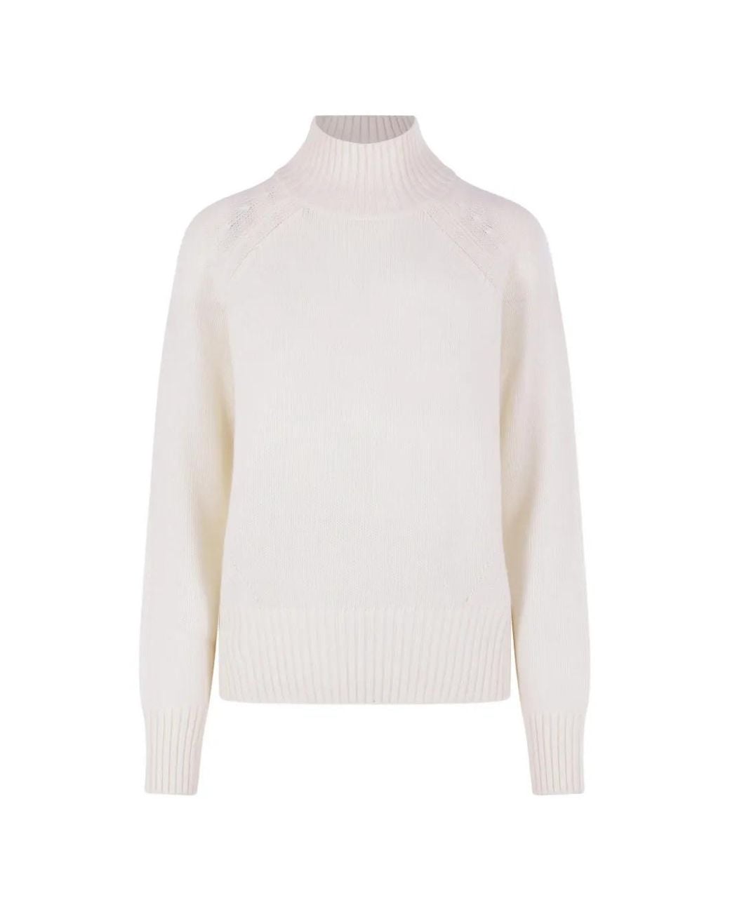 Allude White Ribbed High-Neck Sweater