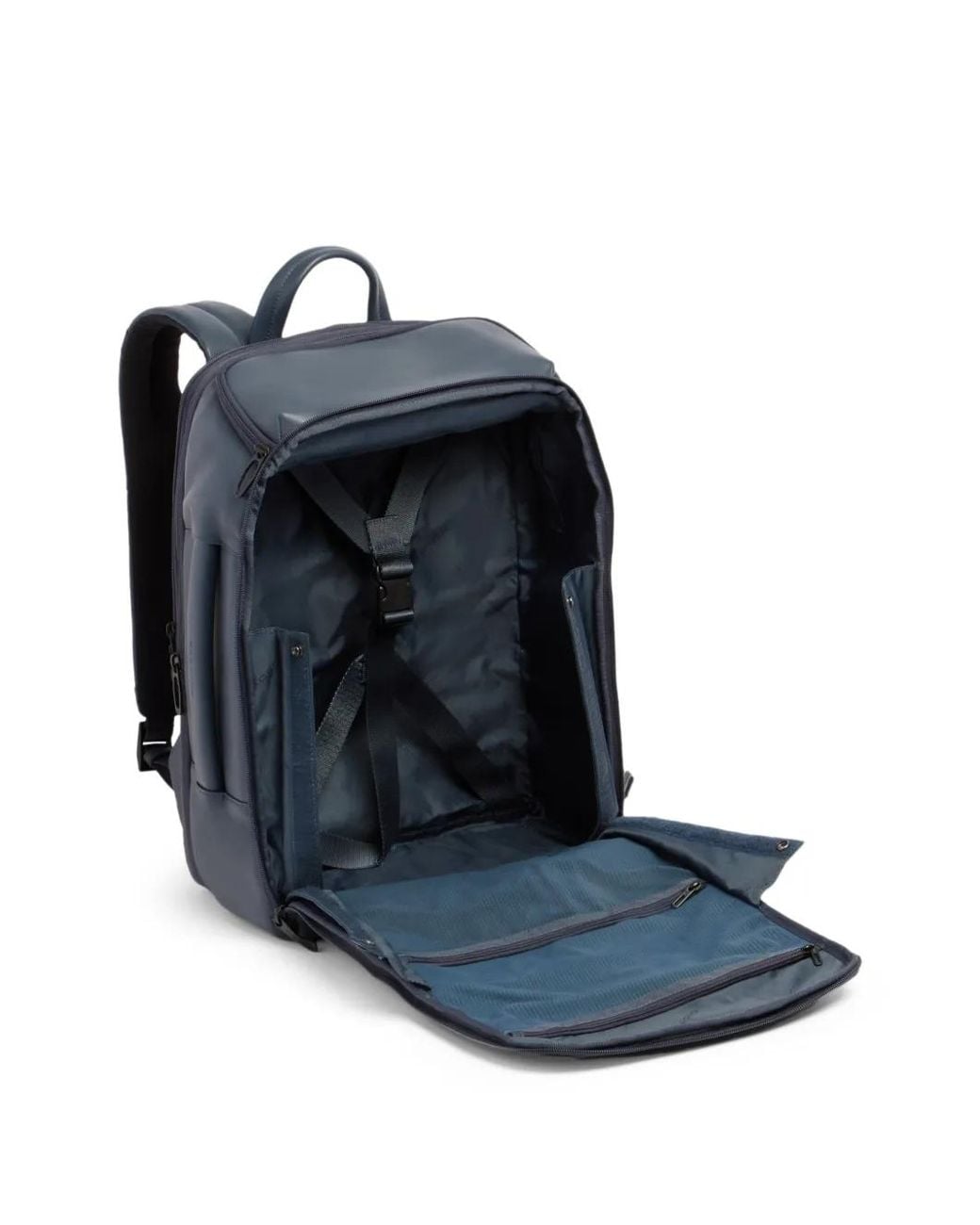 Piquadro Blue Expandable Logo-Plaque Leather Backpack for men