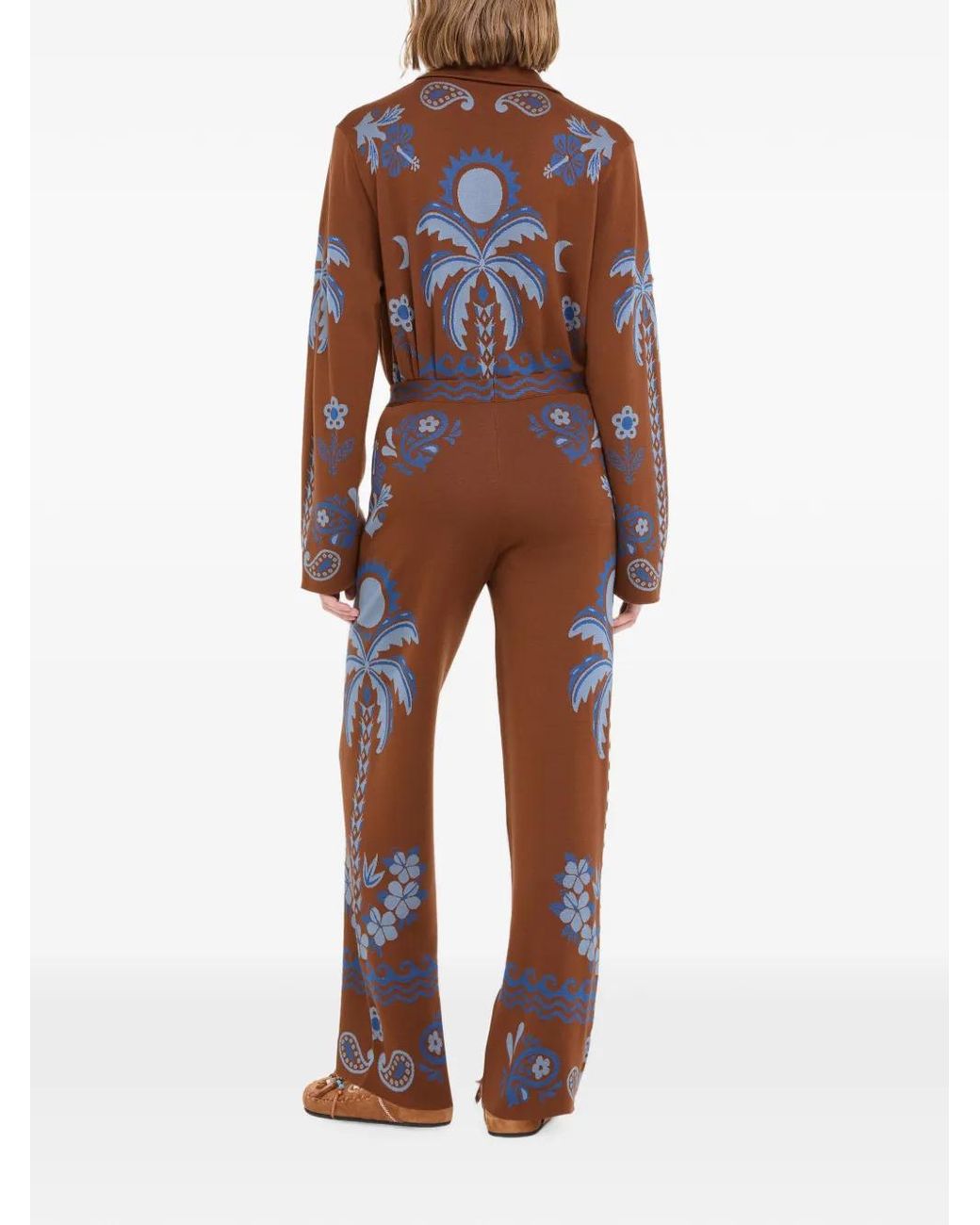 Alanui Brown Island Roots Paisley-Print Trousers