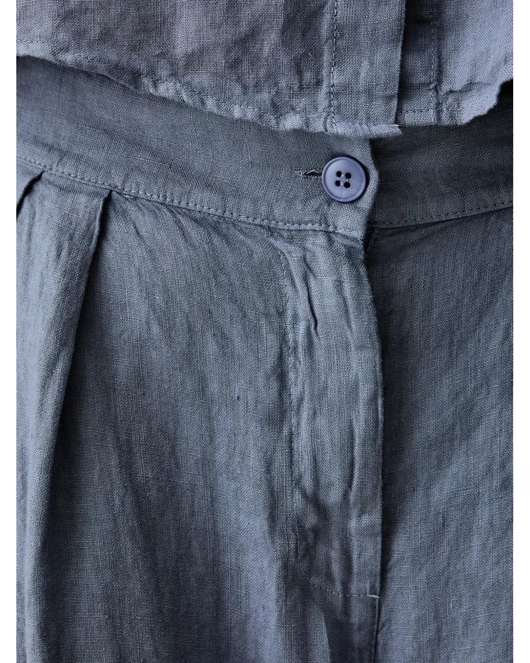 ViCOLO Blue Pleated-Detailing Wide-Leg Trousers