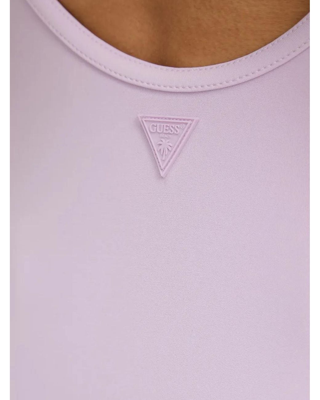 Guess Purple Logo-Print Scoop-Neck Swimsuit