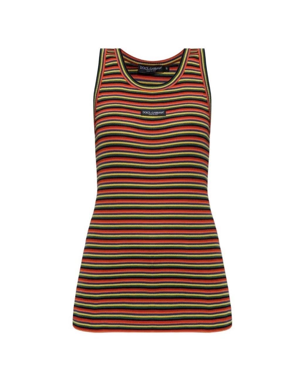Dolce & Gabbana Brown Striped-Pattern Top