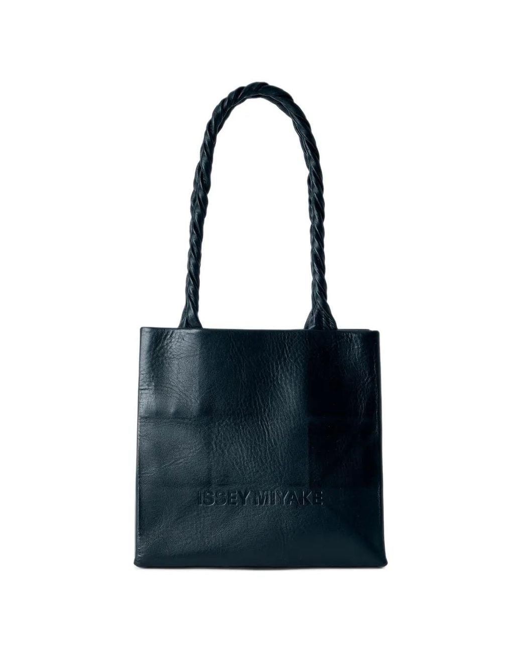 Issey Miyake Blue Twisted-Handle Embossed-Logo Tote Bag