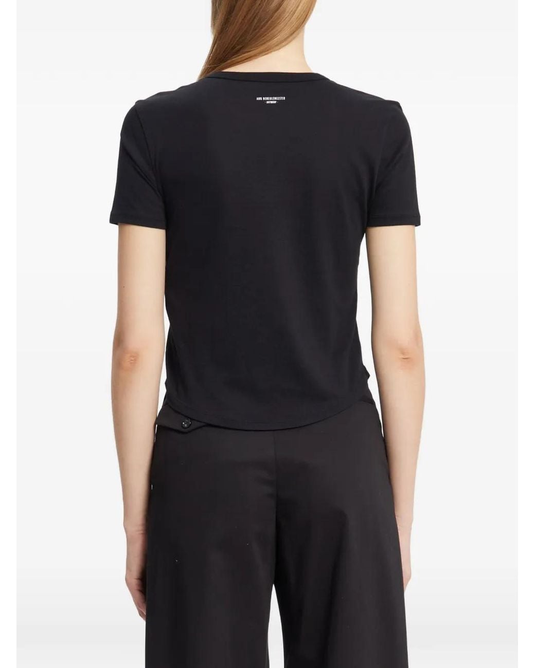 Ann Demeulemeester Black Floor Slogan-Print Jersey T-Shirt