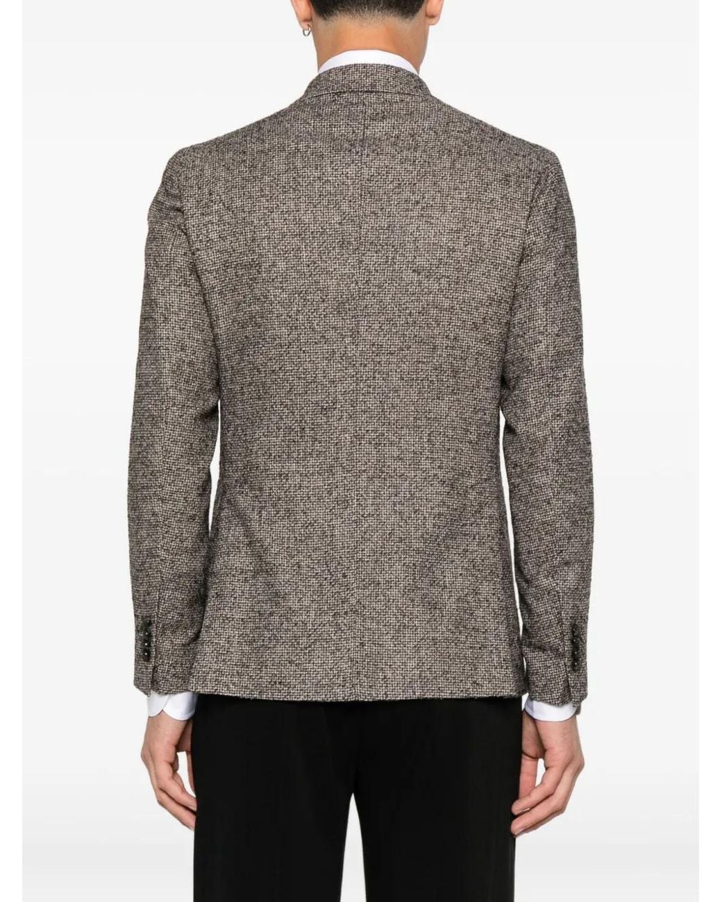 Tagliatore Gray Double-Breasted Textured Blazer for men