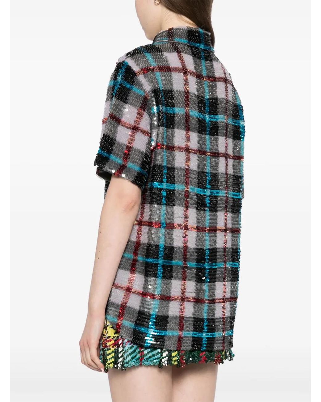 Ashish Blue Sequin-Embellishment Cotton Shirt