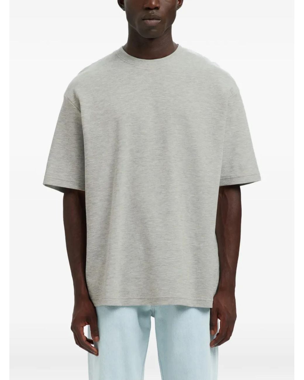 SELECTED Gray Crew-Neck T-Shirt for men