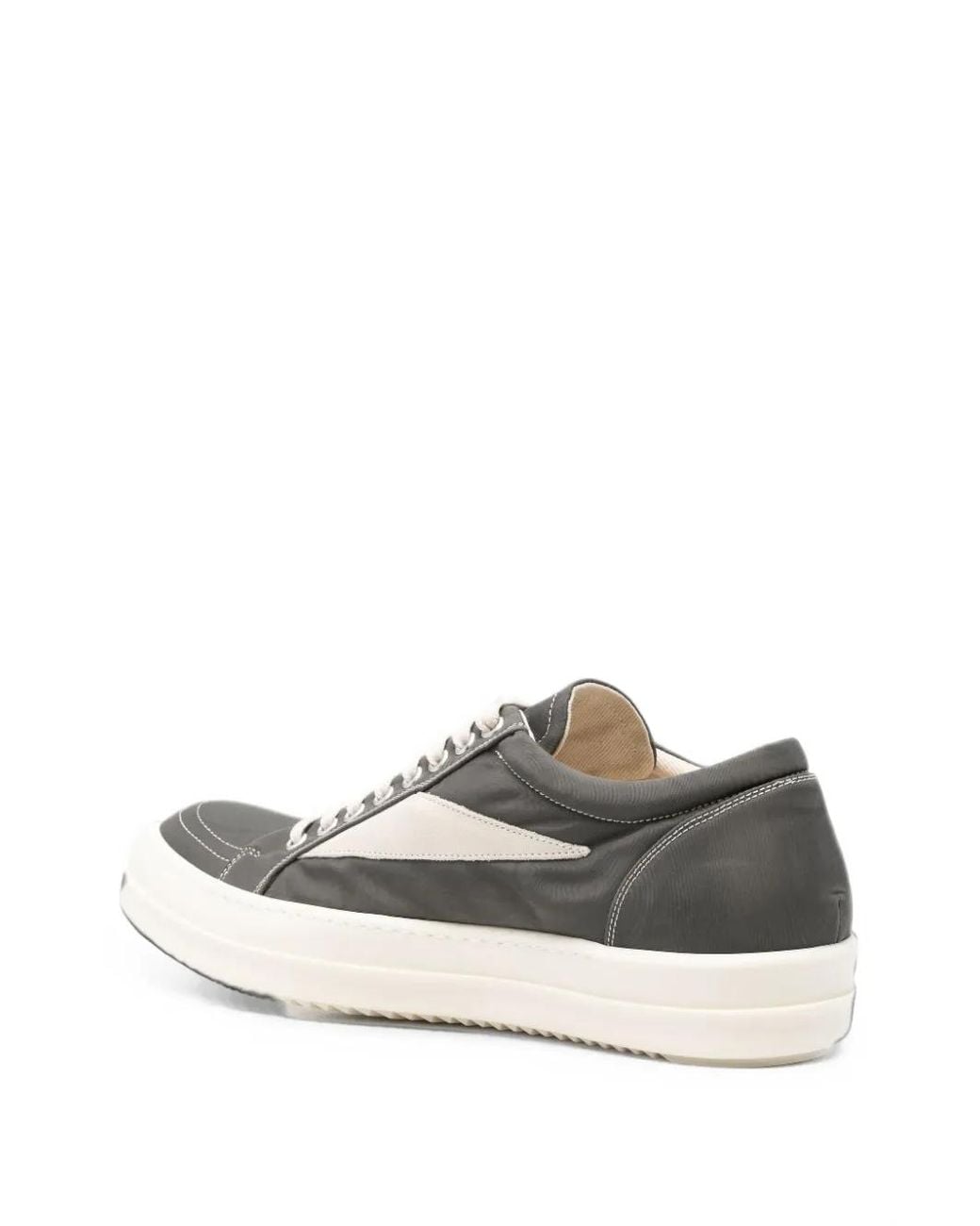 Rick Owens White Leather-Trim Panelled Sneakers for men