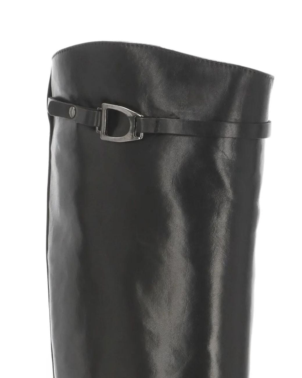 Julie Dee Black Buckle-Strap Leather Boots
