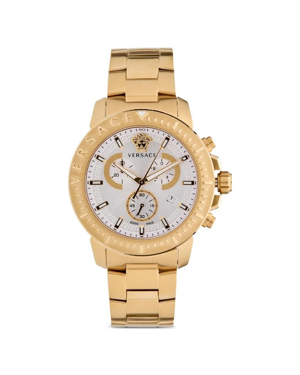 Orologio Greca 45Mm di Versace in Metallic da Uomo