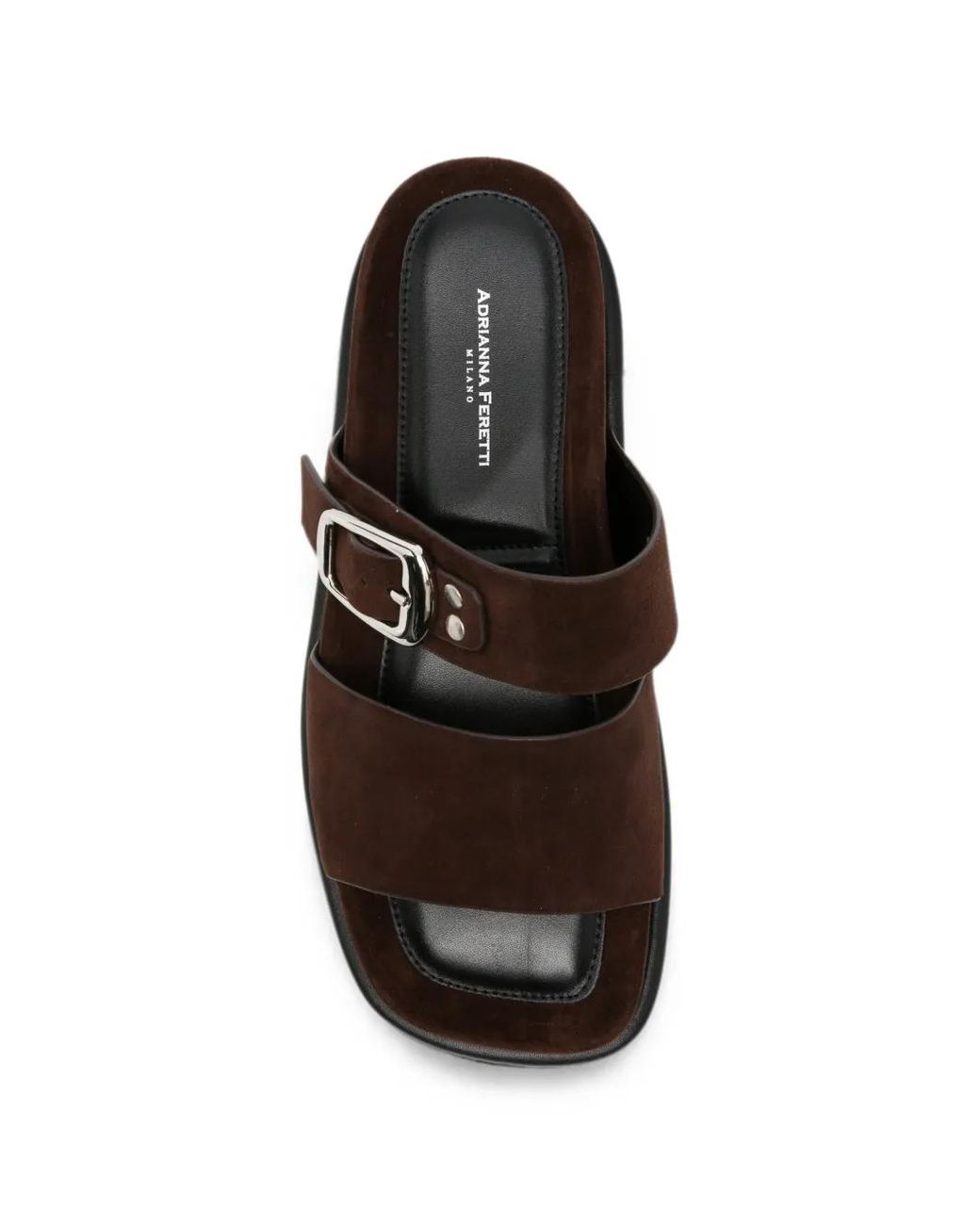 ADRIANNA FERETTI Brown Buckle-Fastening Suede Sandals