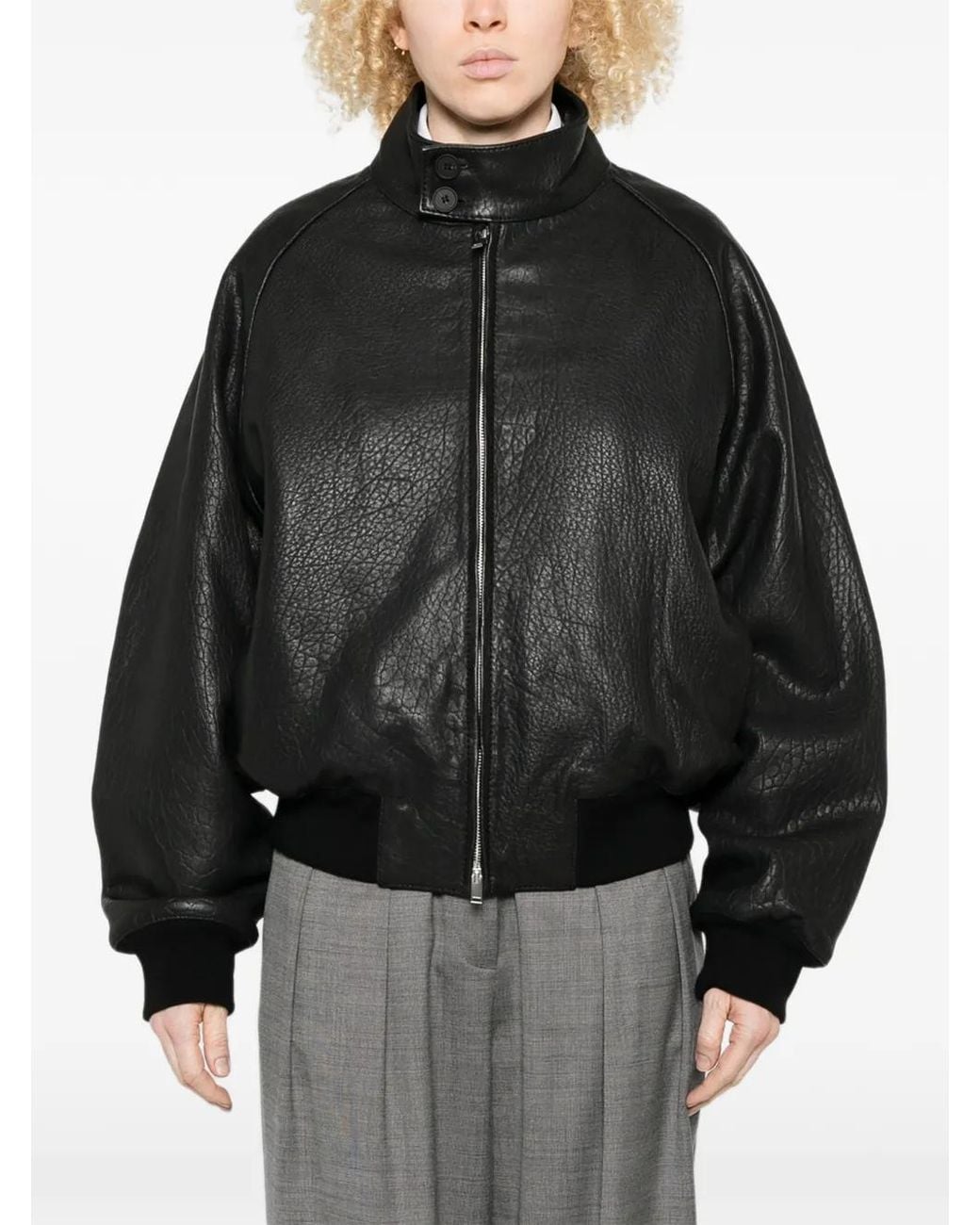 Studio Nicholson Black Zip-Up Bomber Jacket