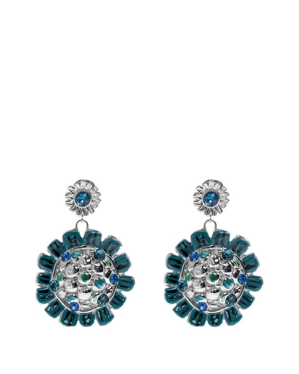 Marni Blue Floral-Motif Earrings