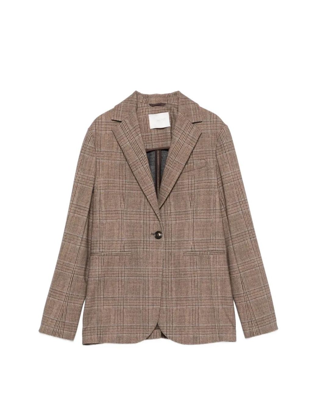 Circolo 1901 Brown Check-Print Single-Breasted Blazer