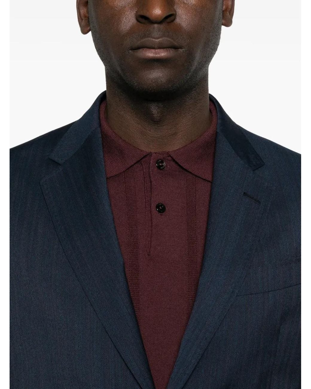 Etro Blue Herringbone-Pattern Wool Suit for men