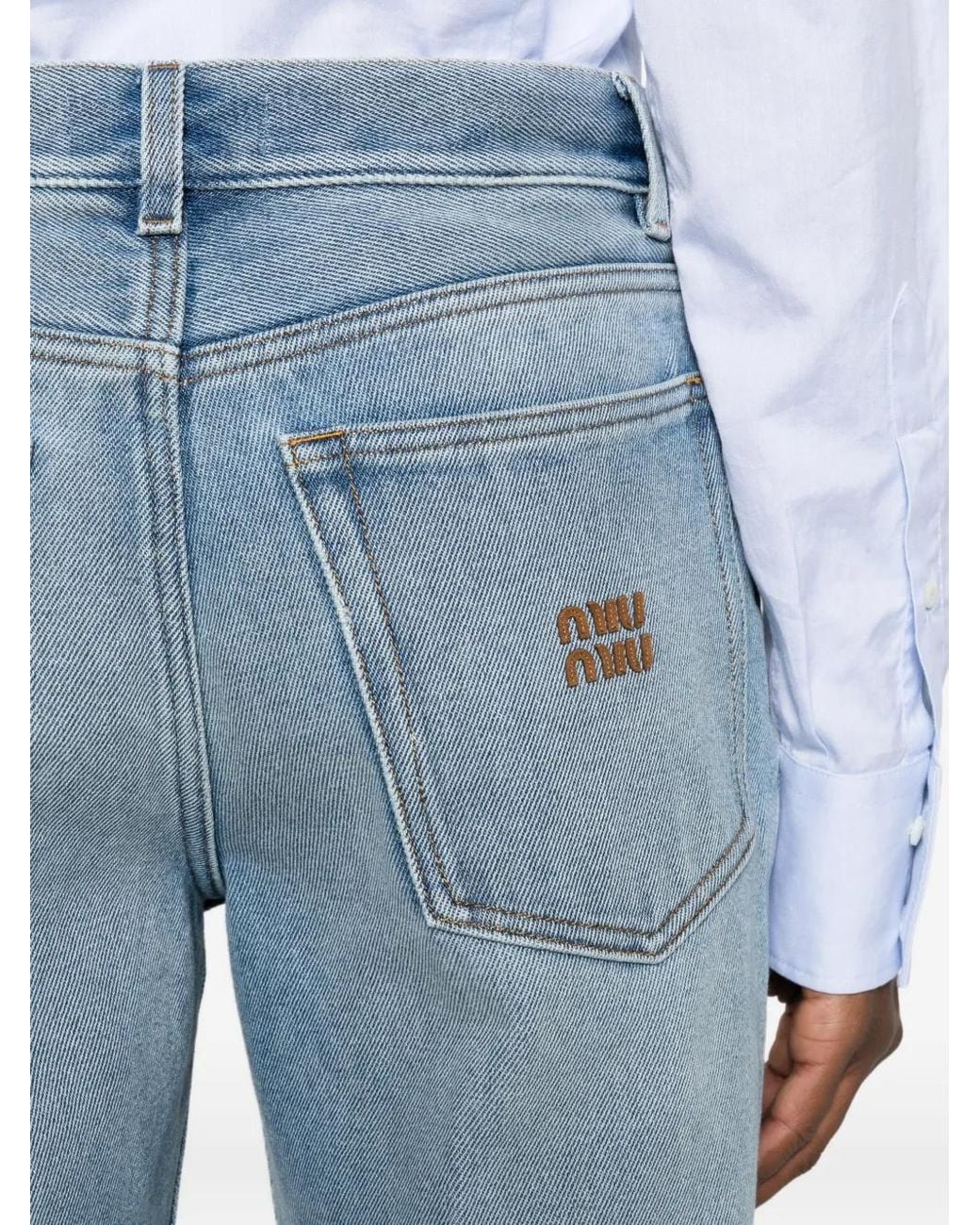 Miu Miu Blue Washed Five-Pocket Straight-Leg Jeans