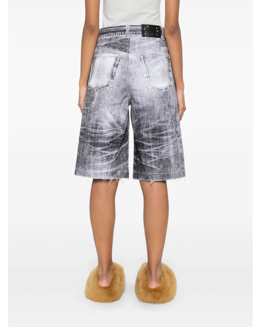 ANDERSSON BELL Gray Lace-Panels Denim Shorts