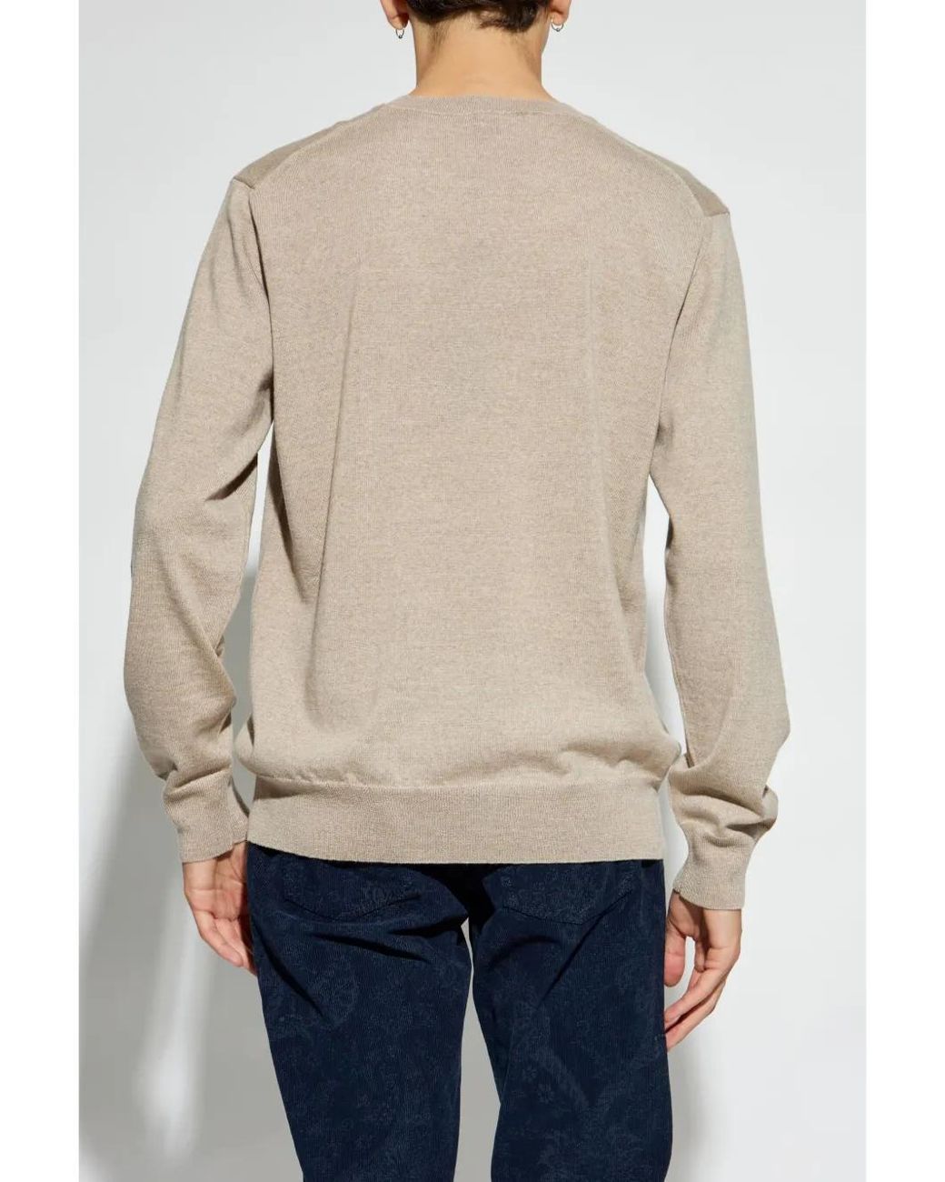 Etro White Wool Jacquard Sweater for men