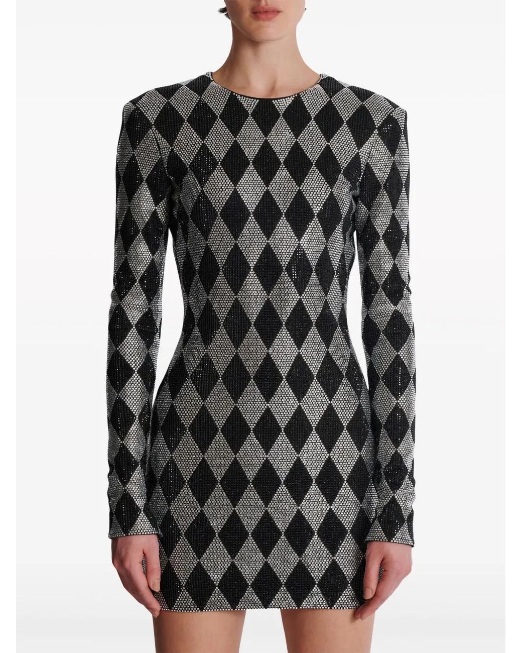 Balmain Black Crystal-Embellished Minidress