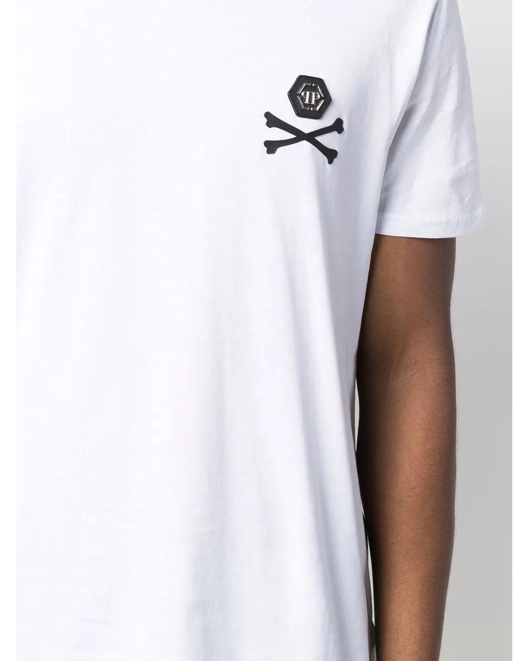 Philipp Plein White Skeleton Print T-Shirt for men