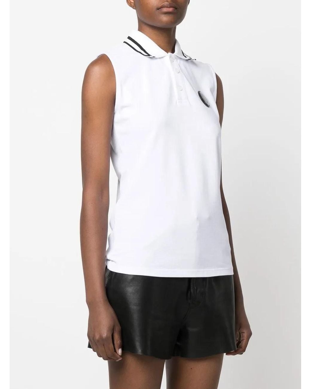 Philipp Plein White Statement Logo-Patch Polo Shirt