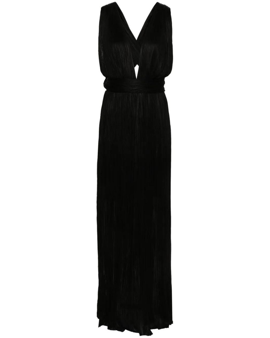 Maria Lucia Hohan Black Kim Plissé Silk Maxi Dress