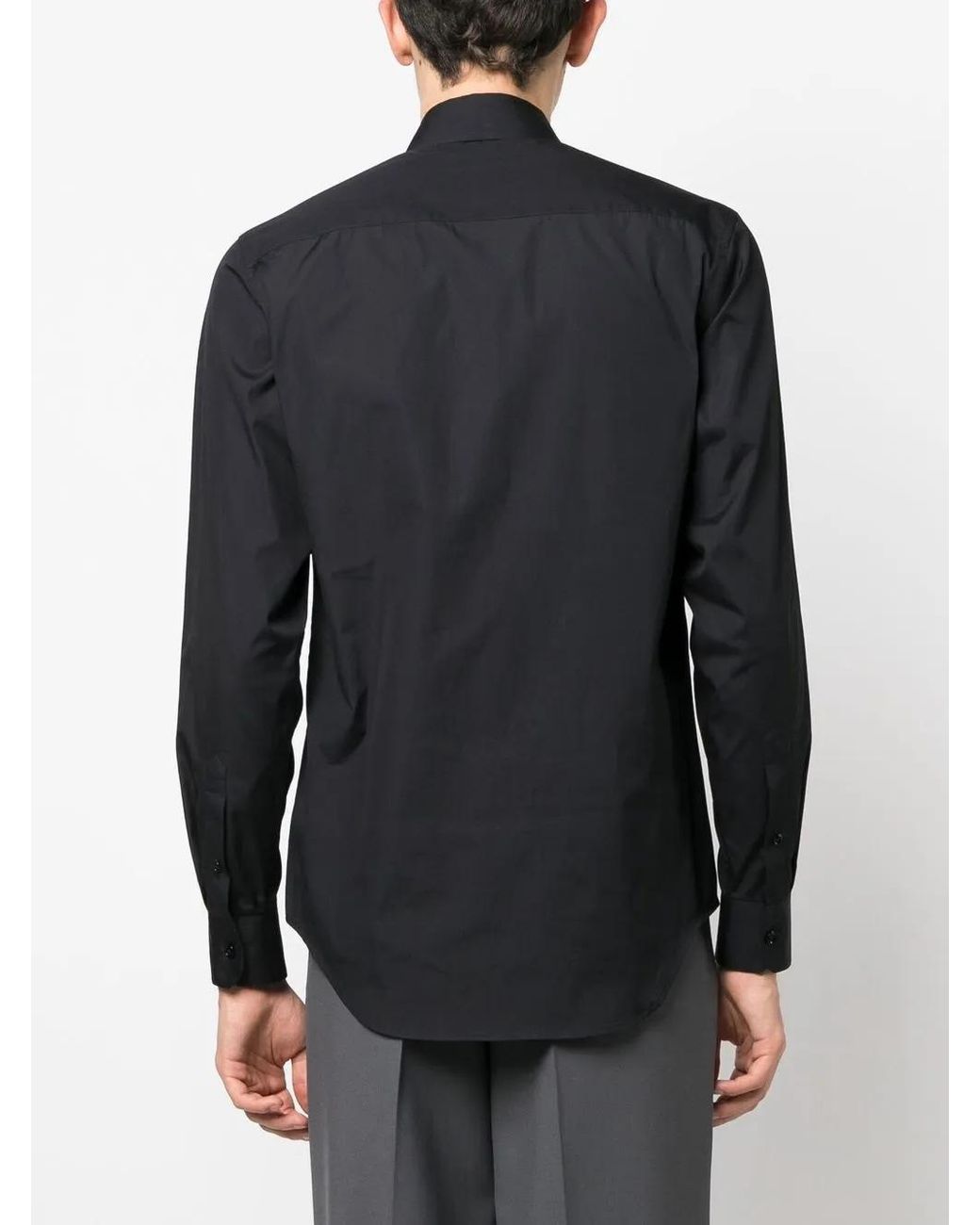 Versace Black Greek Key-Embroidered Shirt for men