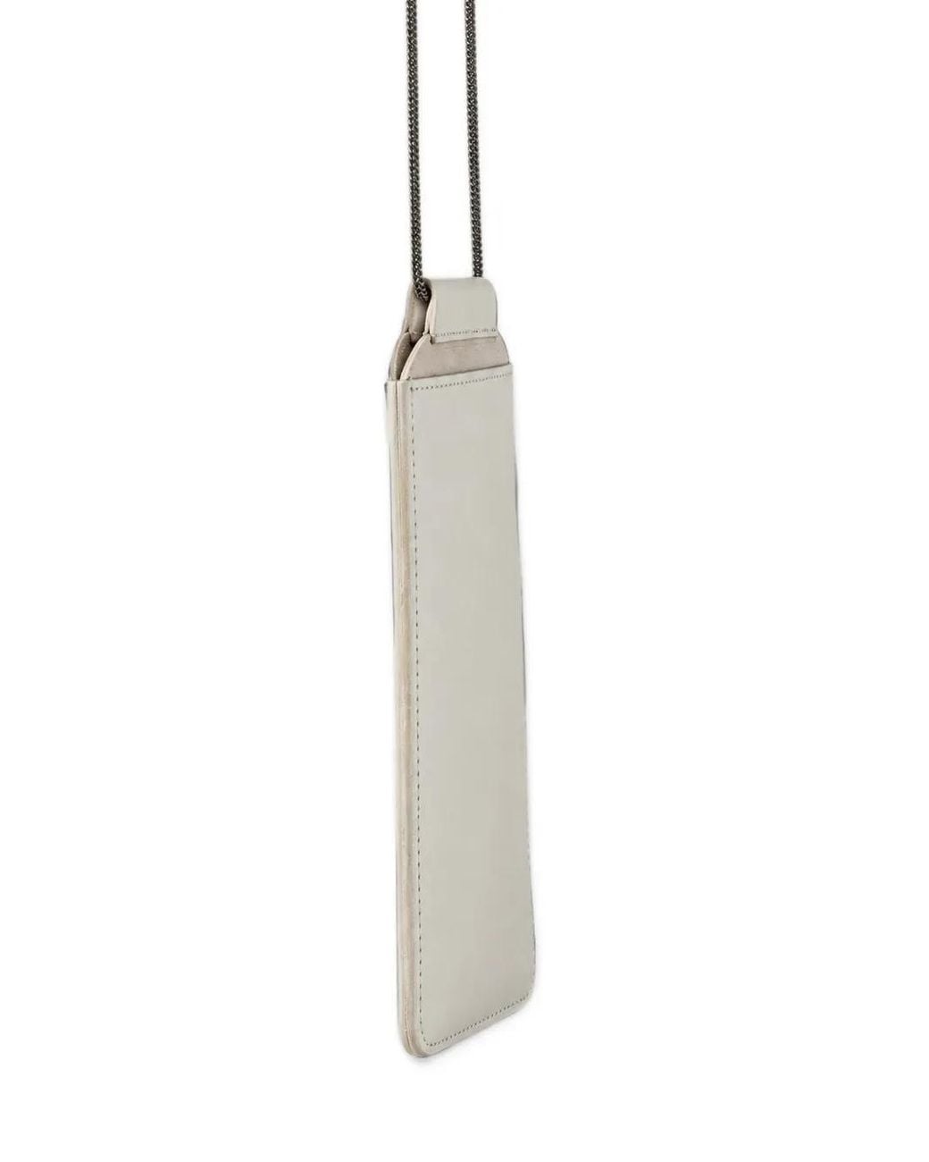 Brunello Cucinelli White Logo-Embossed Chain-Strap Crossbody Bag